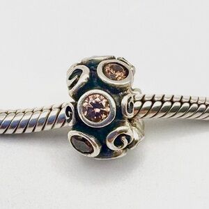 Pandora Primrose Path Sterling Silver Charm with Amber-Colored CZ’s